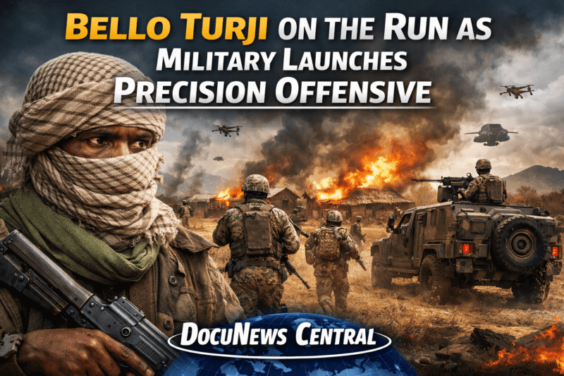 AI generated illustration of Bello Turji On the Run as Military launches Precision Offensive