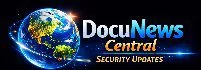 DocuNews Central Security Updates logo with bright globe design and modern news branding