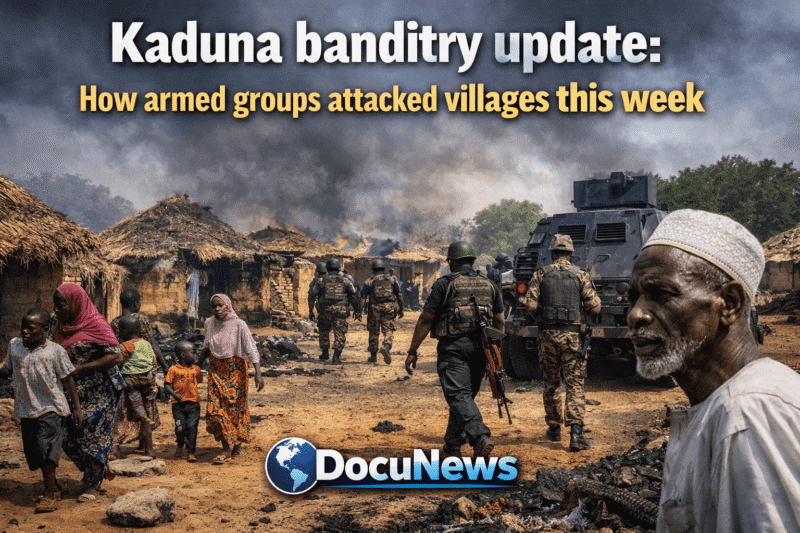 AI generated illustrations Of How Residents flee as armed groups attack villages in Kaduna State during renewed banditry incidents