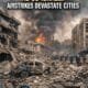 Iran confirms 787 deaths after US-Israeli airstrikes devastate cities, showing destroyed buildings and heavy smoke with DocuNews branding.