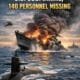 Warship on fire and sinking in the Indian Ocean following U.S. submarine engagement, breaking news image with DocuNews branding