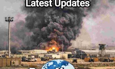 AI generated illustrations Of Iran drone attack hits U.S. military base in Kuwait with smoke clouds rising