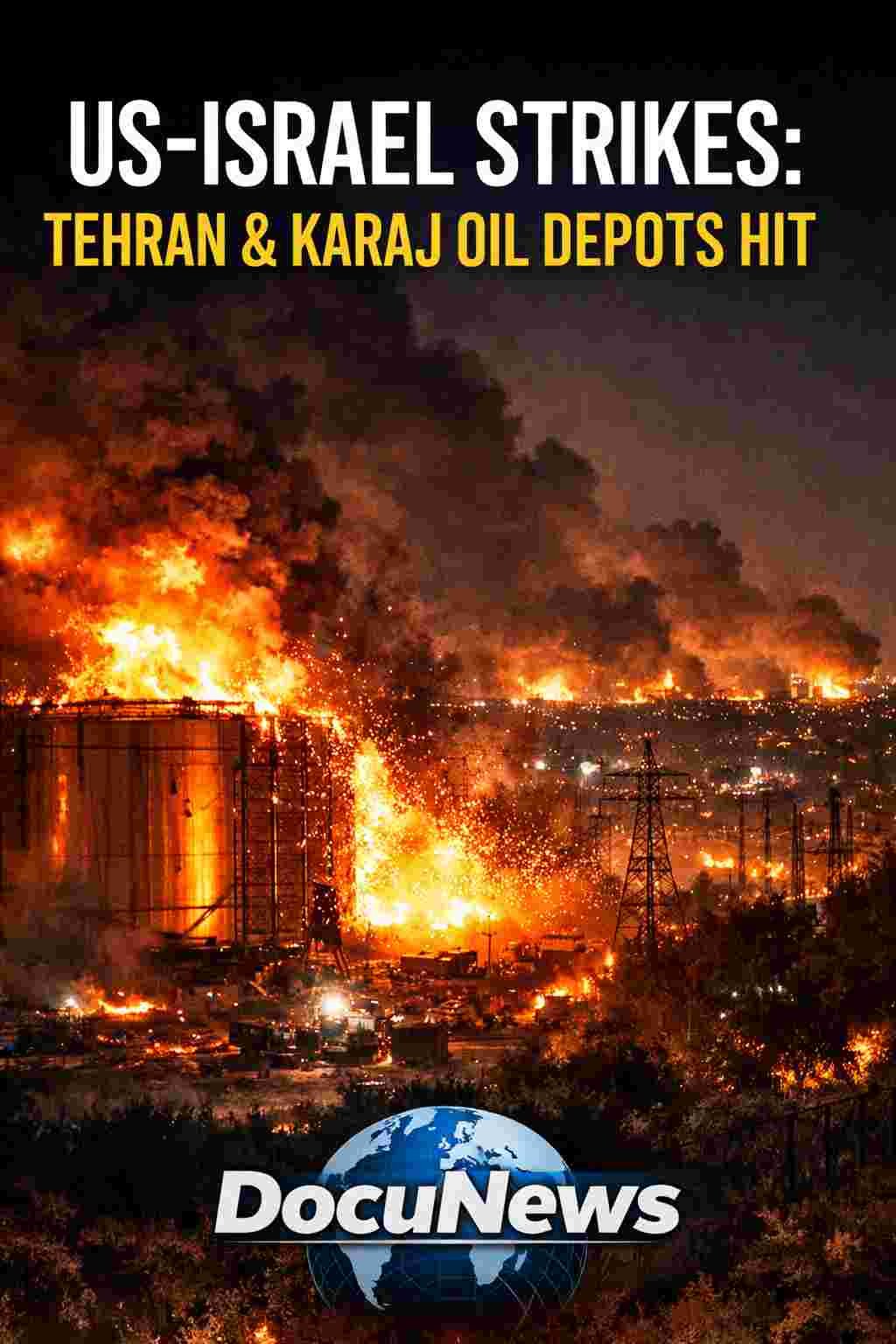 US-Israel strikes Tehran and Karaj oil depots overnight as massive fires and explosions light up Iran’s skyline