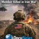 AI generated illustrations Of Seventh U.S. service member killed in Iran war – American soldier overlooking Middle East battlefield with helicopters and military base